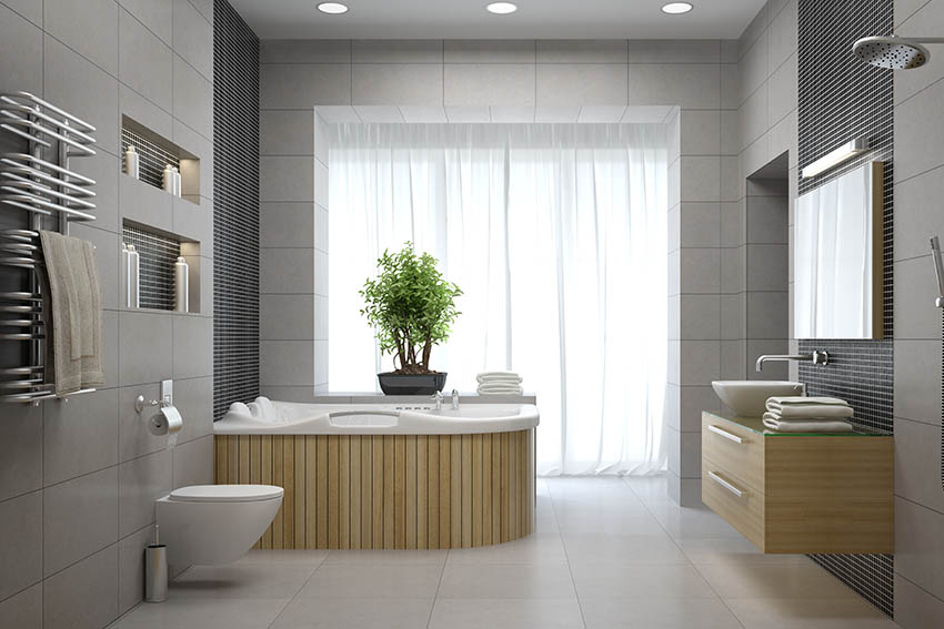 Sanitär Express – Schönes Badezimmer mit grauen Wandfliesen